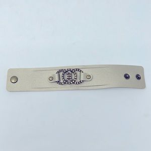 Gold Leather Wide Snap Button Bracelet Excellent Used Condition